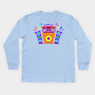 Boombox and Speakers Retro Vintage Kids Long Sleeve T-Shirt